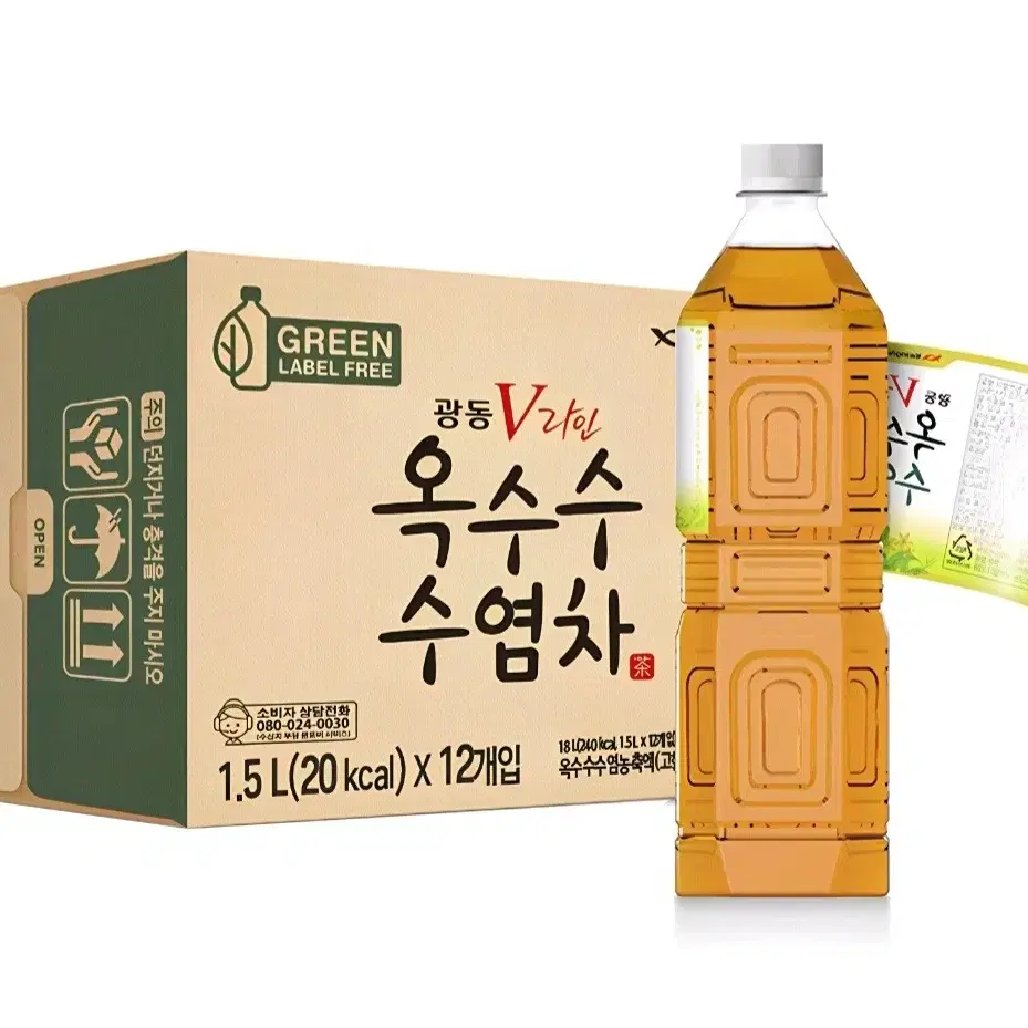 광동옥수수수염차 무라벨, 1.5L, 12개