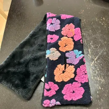 꽃무늬 플리스 스누드 네이비