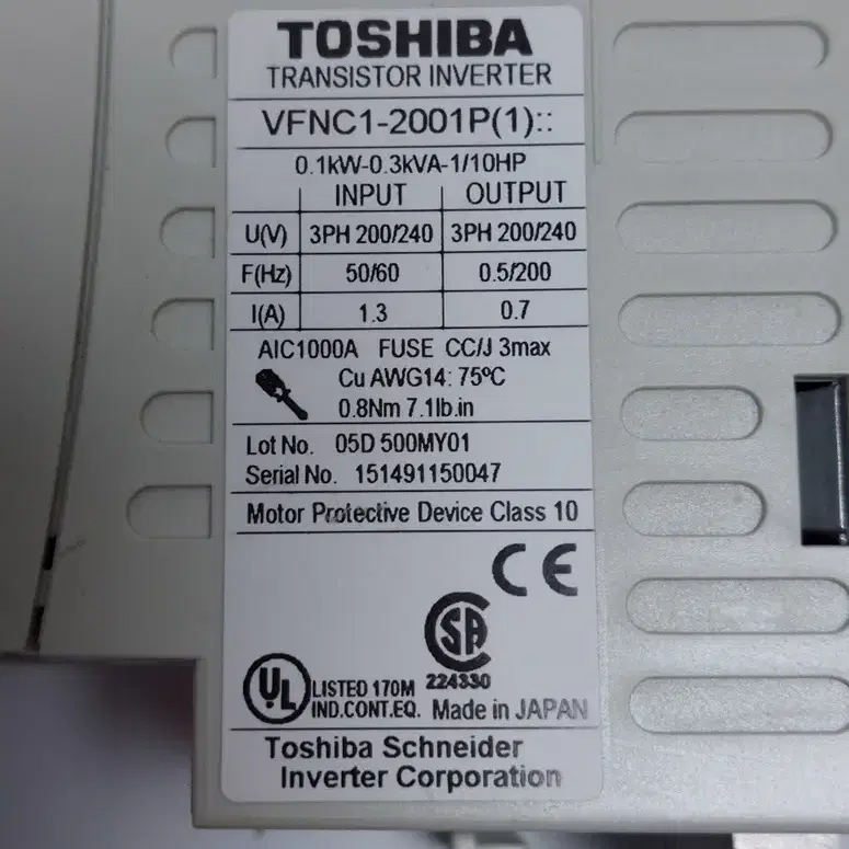 TOSHIBA VFNC1-2001P(1) 도시바 인버터