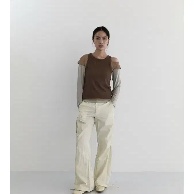 마조네 3 LAYERED TOP 브라운 레이어드탑