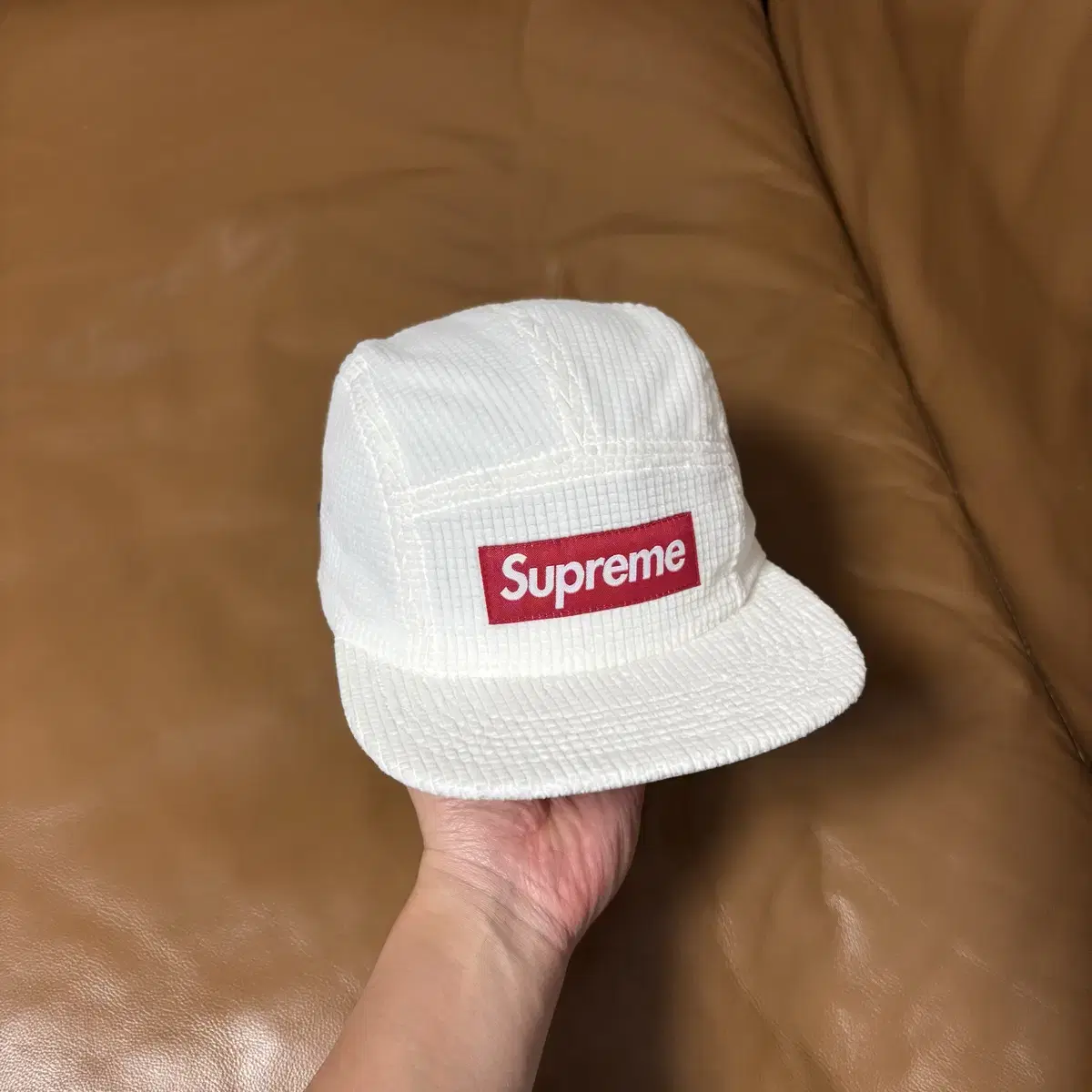 Supreme 슈프림 캠프캡 모자 (Corduroy White)