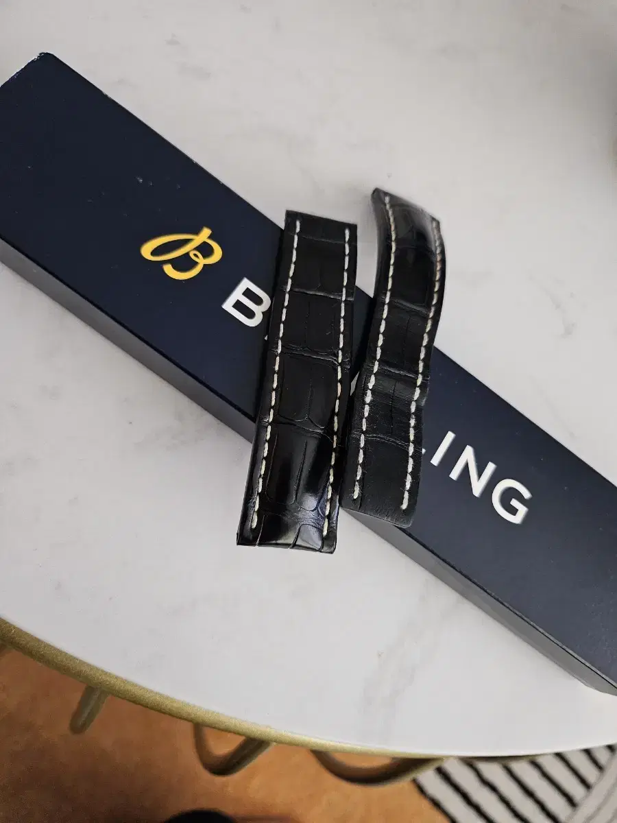 Breitling Elliptical Strap Alligator Leather Strap 24-20 Black