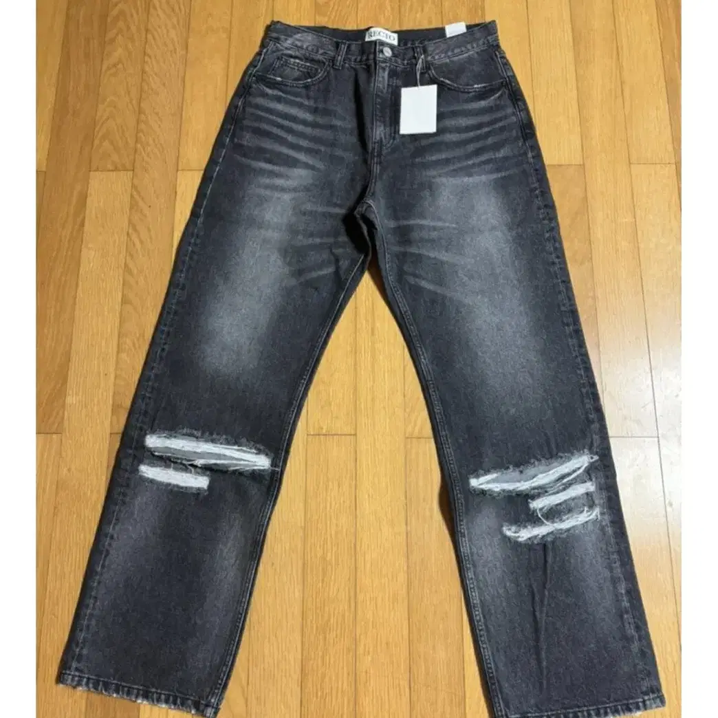 렉토 recto destroyed loose fit denim