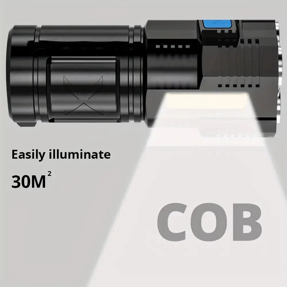 USB 충전식 LED COB 밝기 조절가능 손전등 라이트 후레쉬