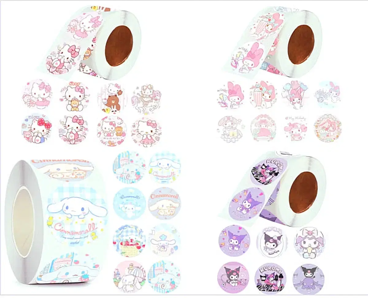 Discount Sanrio Roll Sticker 500 pieces Available for Cinnamoroll/Kuromi/Marmel/Kitty