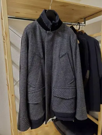 사카이 사카이 18AW 글렌 체크 울 블루종 사이즈 1