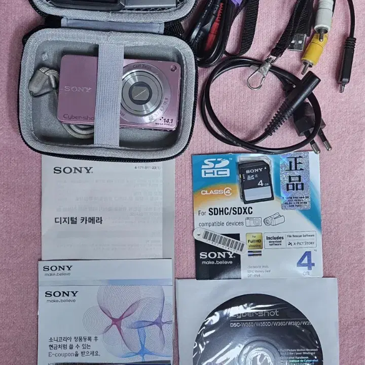 소니 sony 사이버샷 DSC-W350 디카 핑크로즈