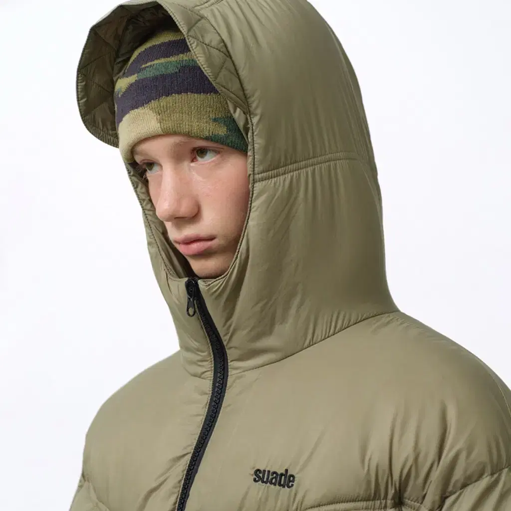 Suade Hooded Puffer Jacket Khaki