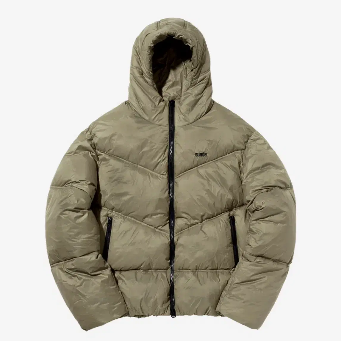 Suade Hooded Puffer Jacket Khaki