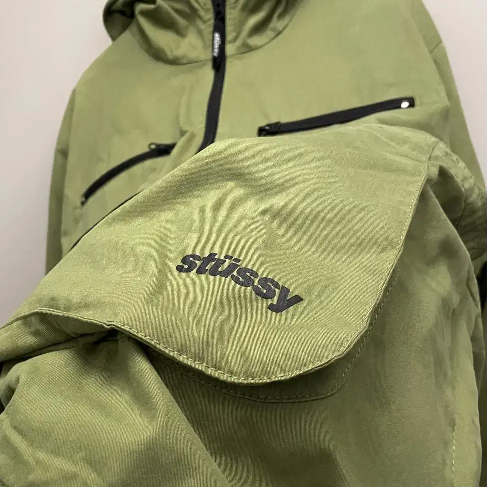 (L~XL)Stussy 스투시 빅포켓 아노락 바람막이 자켓 모스그린