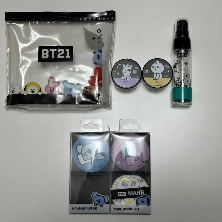 BT21 방탄 화장품 공병세트, 에어쿠션 퍼프 일괄