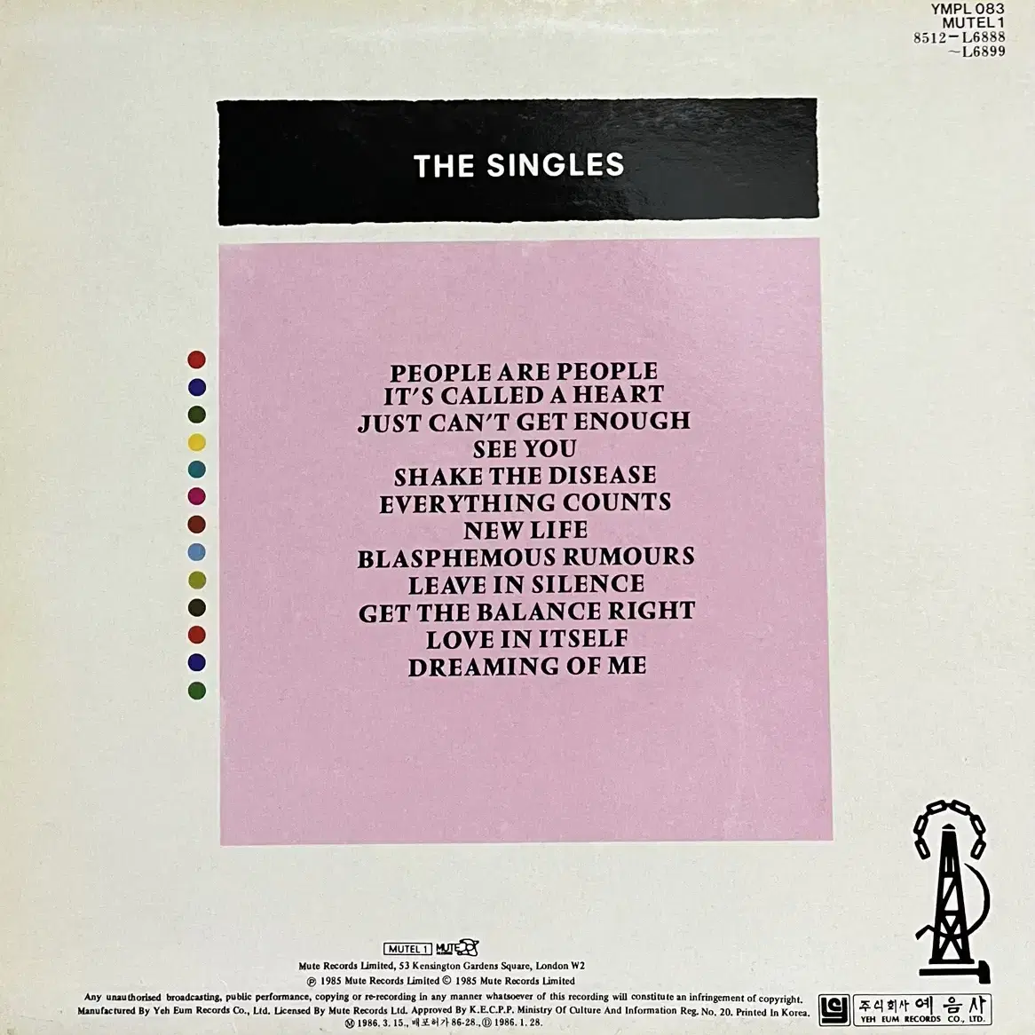 디페쉬모드 Depeche Mode - The Singles lp