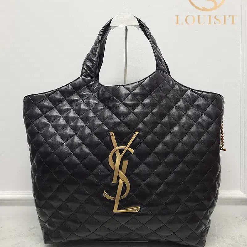 생로랑 블랙 YSL 금장 아이케어 맥시 쇼퍼백