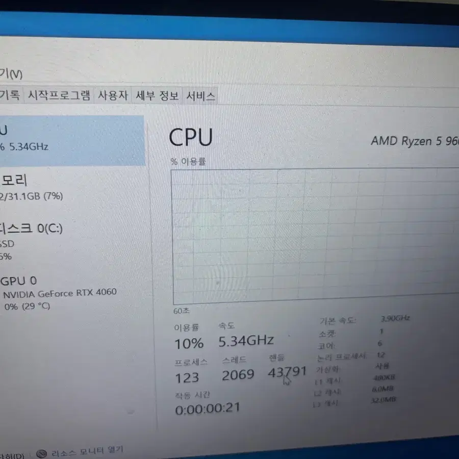 9600x 4060 게이밍 화이트 컴퓨터 본체 팝니다