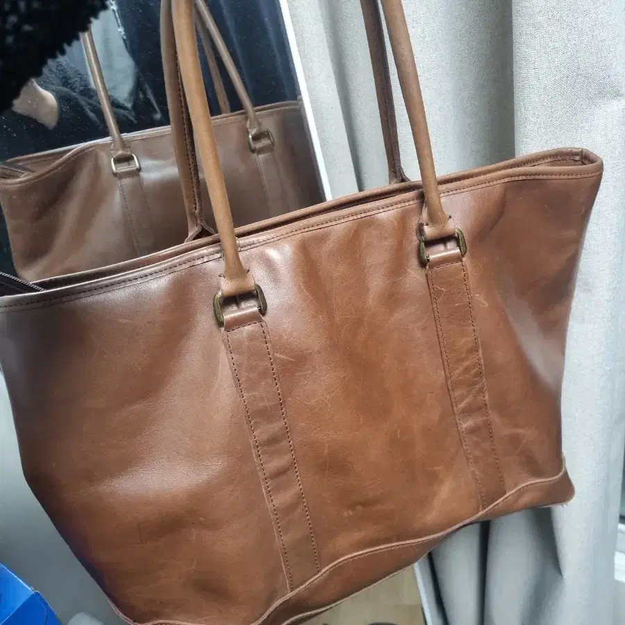 llbean leather totebag