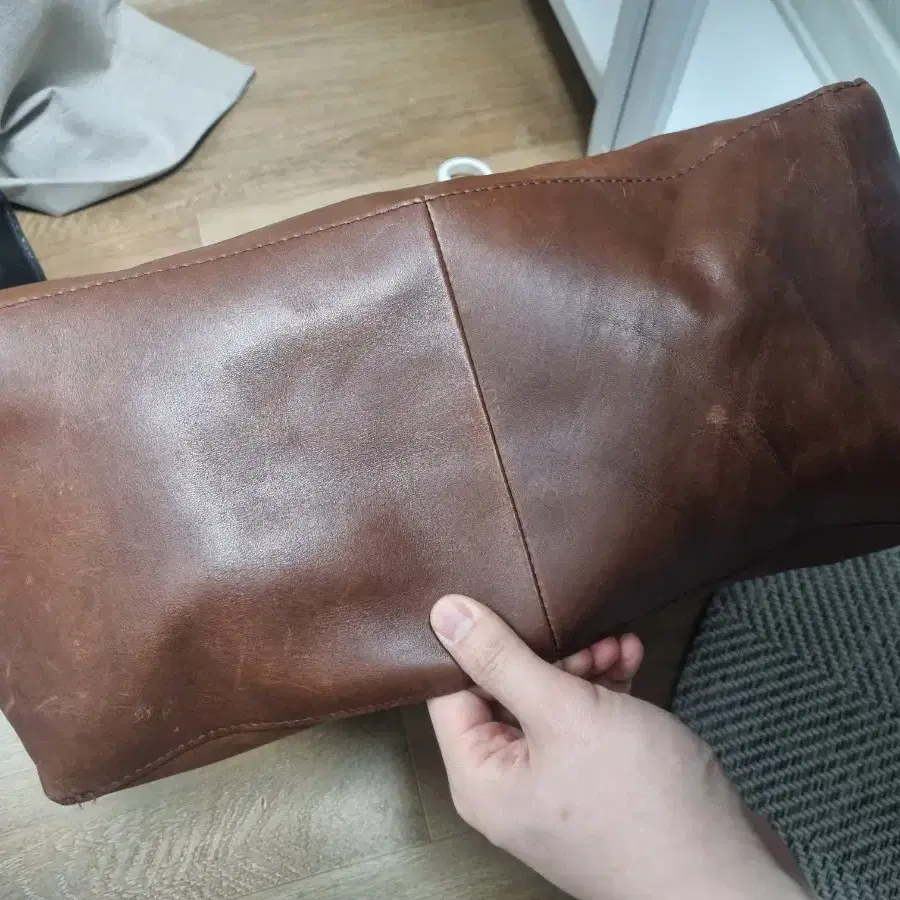 llbean leather totebag