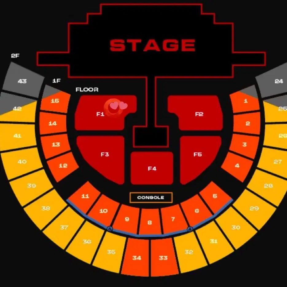 투애니원 콘서트 F1구역 3열 명당 단석