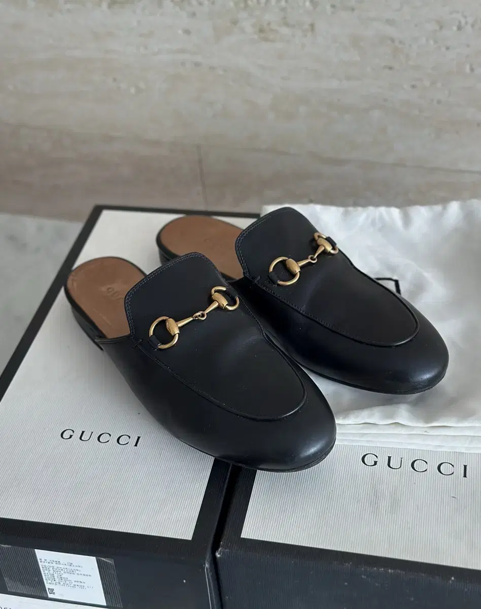 GUCCI Gucci Mules Leather Slippers Prinstown Horseshoe Blouse 36.5 Genuine