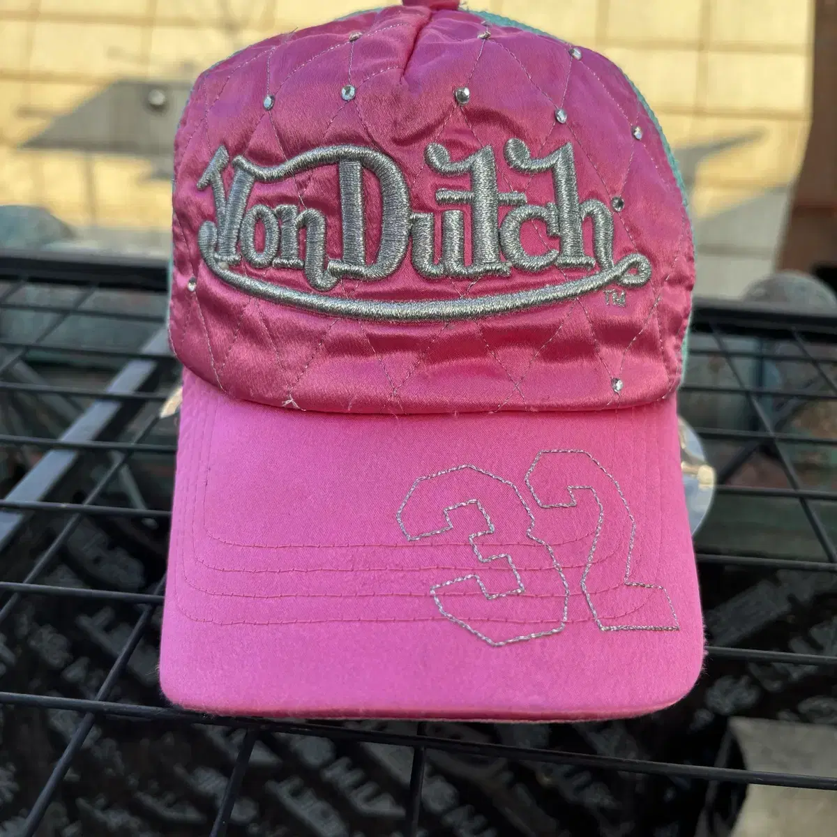 Von Dutch 본더치 y2k 핑크 누빔 투톤 메쉬캡