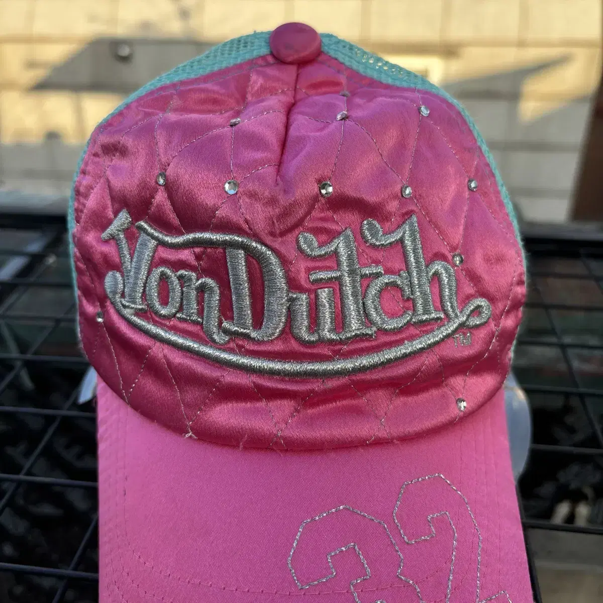 Von Dutch 본더치 y2k 핑크 누빔 투톤 메쉬캡