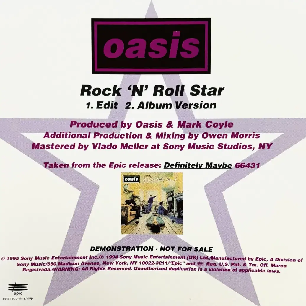 Oasis - Rock 'N' Roll Star (CD)미국반프로모민트급