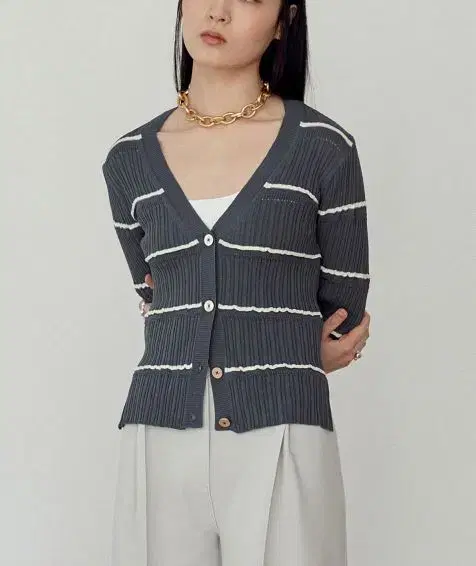 새상품) 제이청 골지 Bamis Stripe Knit Cardigan M