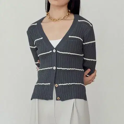 새상품) 제이청 골지 Bamis Stripe Knit Cardigan M