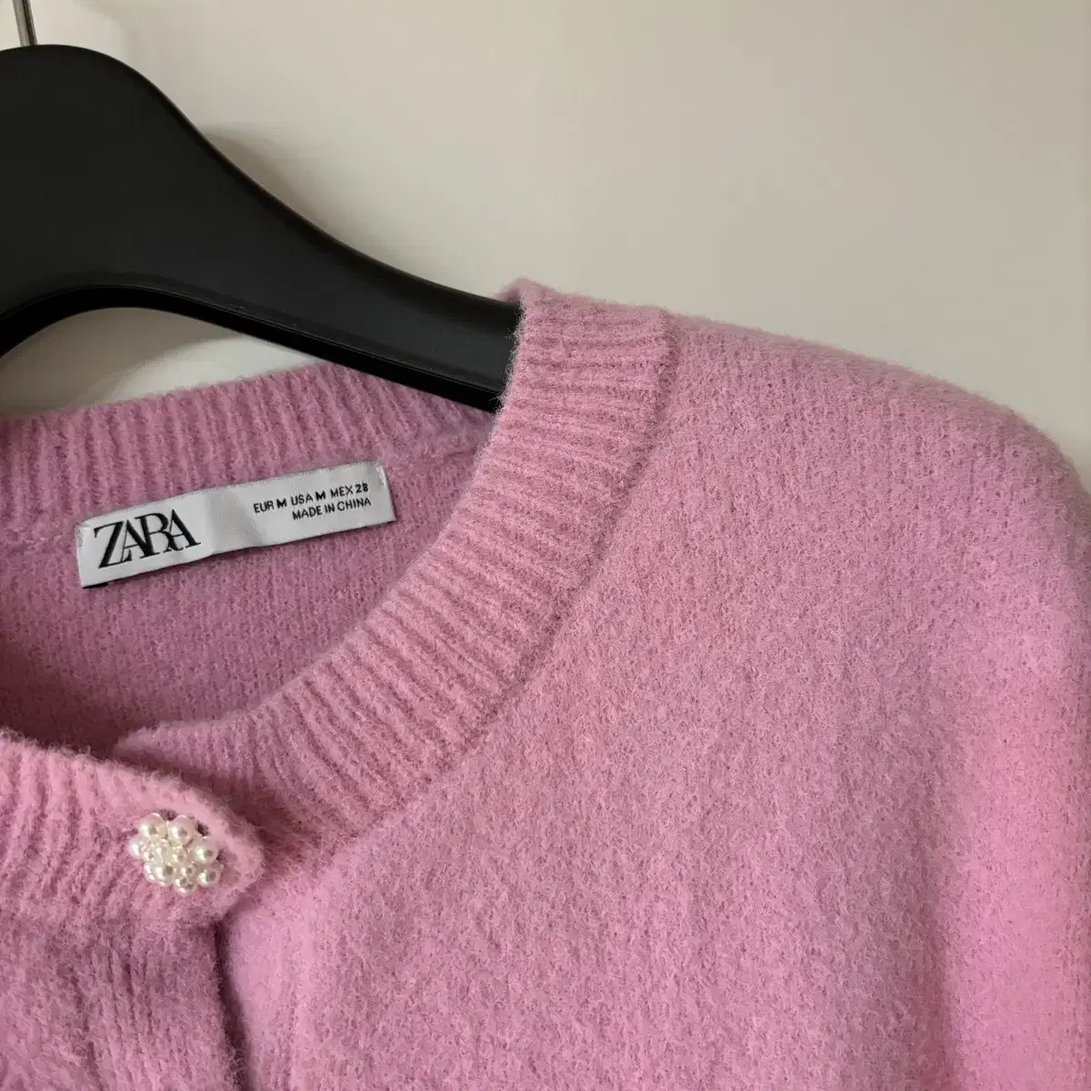 ZARA 자라 핑크 진주단추 펄 가디건 발레코어 y2k 러블리