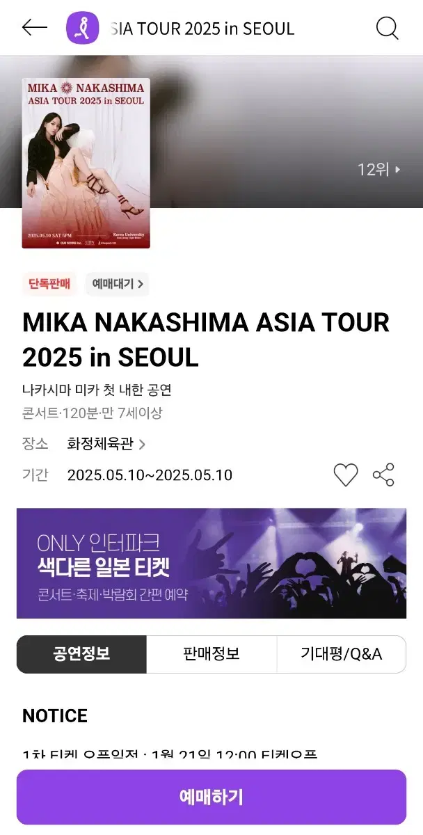 Mika Nakashima's concert in Korea 2F Zone E