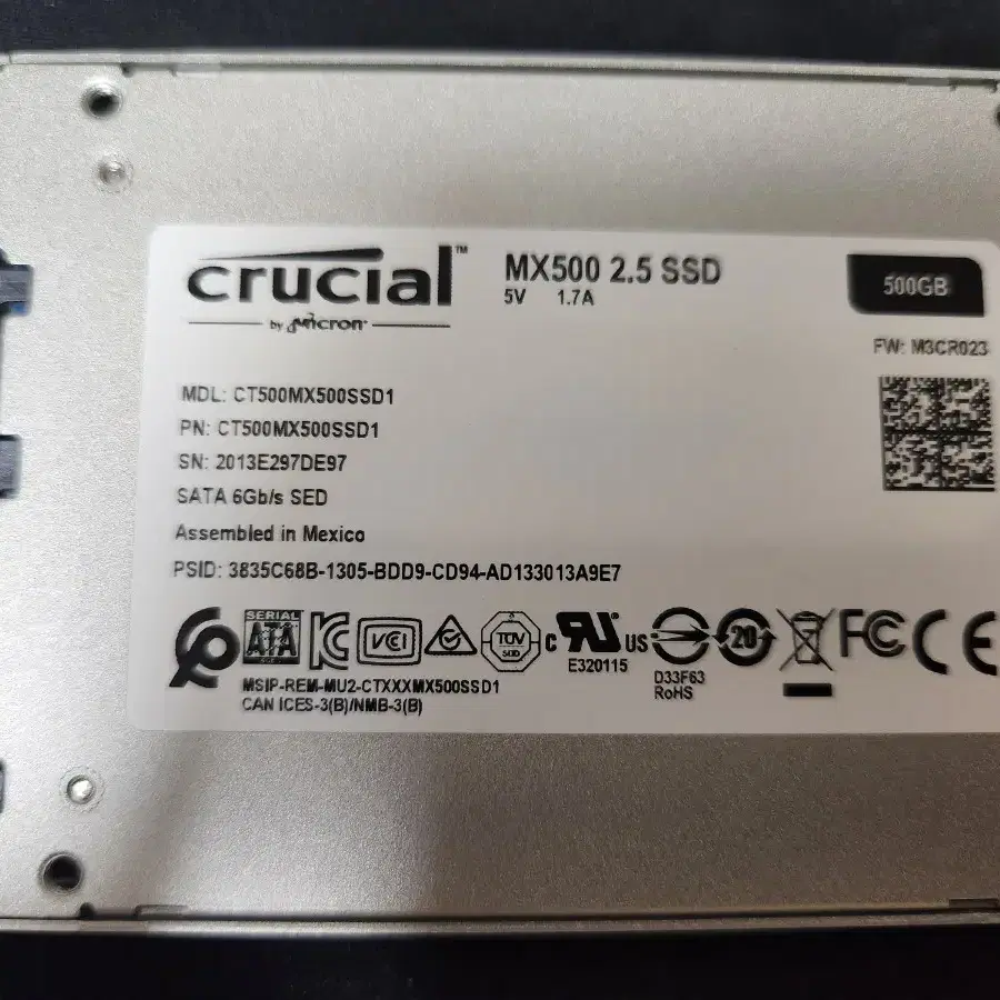 마이크론 크루셜 MX500 500GB SSD 팝니다.