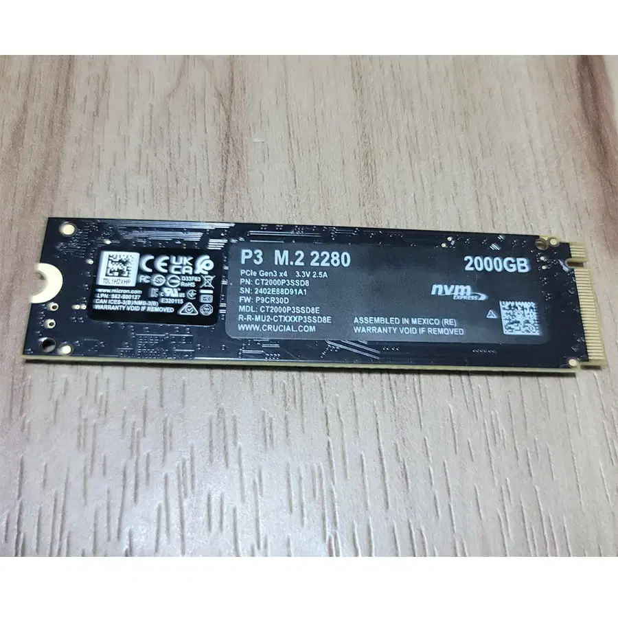 마이크론 크루셜 P3 M.2 NVMe SSD 2TB