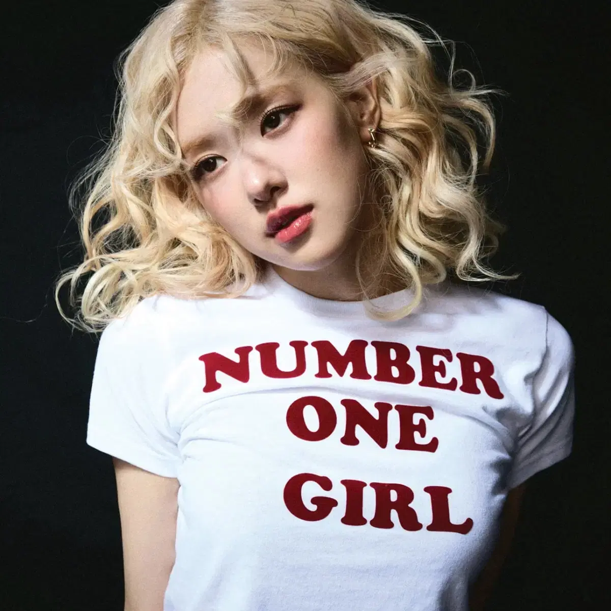 로제 팝업 넘버원걸 티셔츠 화이트, 블루 number one girl