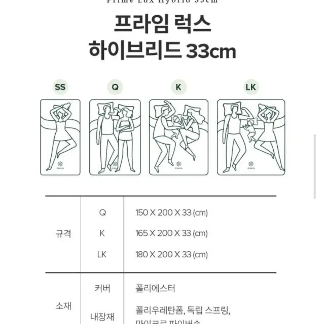 지누스 프로임 럭스 하이브리드 스프링 매트리스 (K, 킹 사이즈)