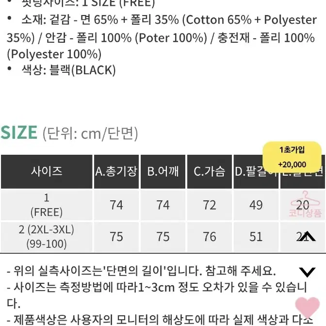 새상품)빅사이즈 코듀로이 점퍼 99이상