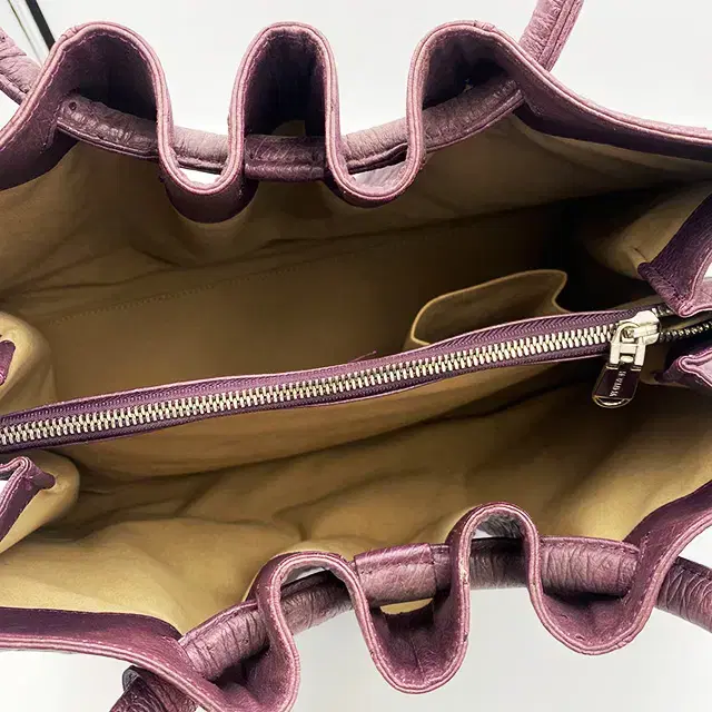 호미가 퍼플 오스트리치 토트백