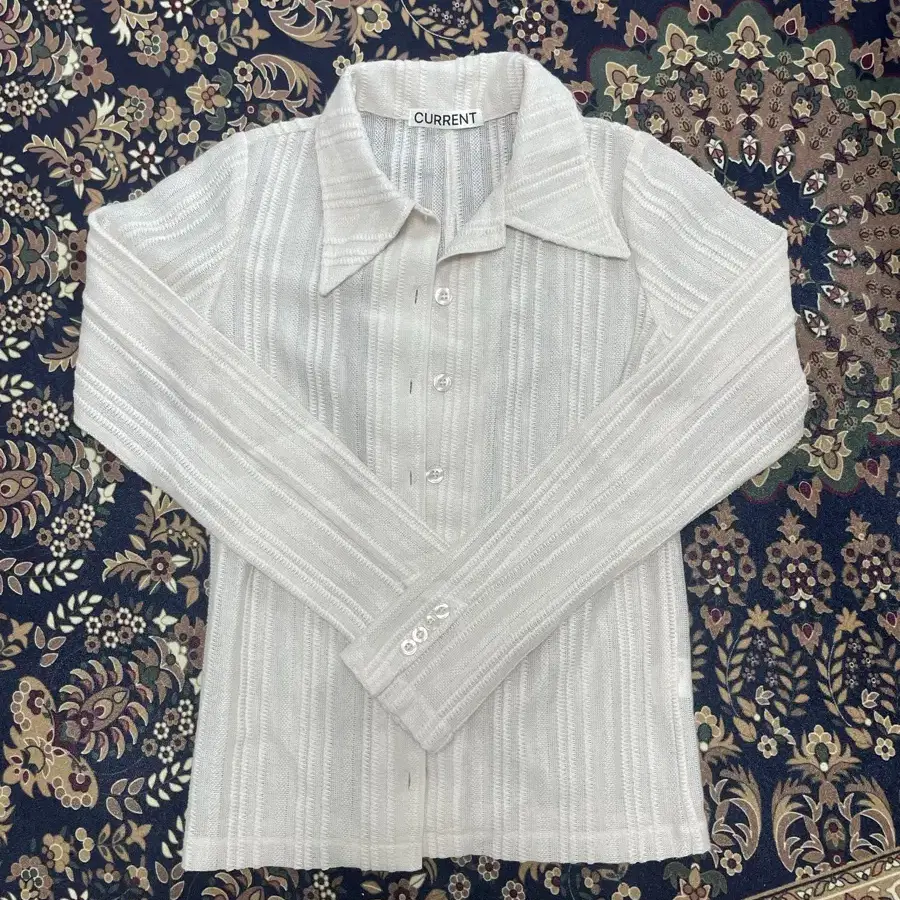 커렌트 FITTED SHEER JERSEY SHIRT [IVORY]