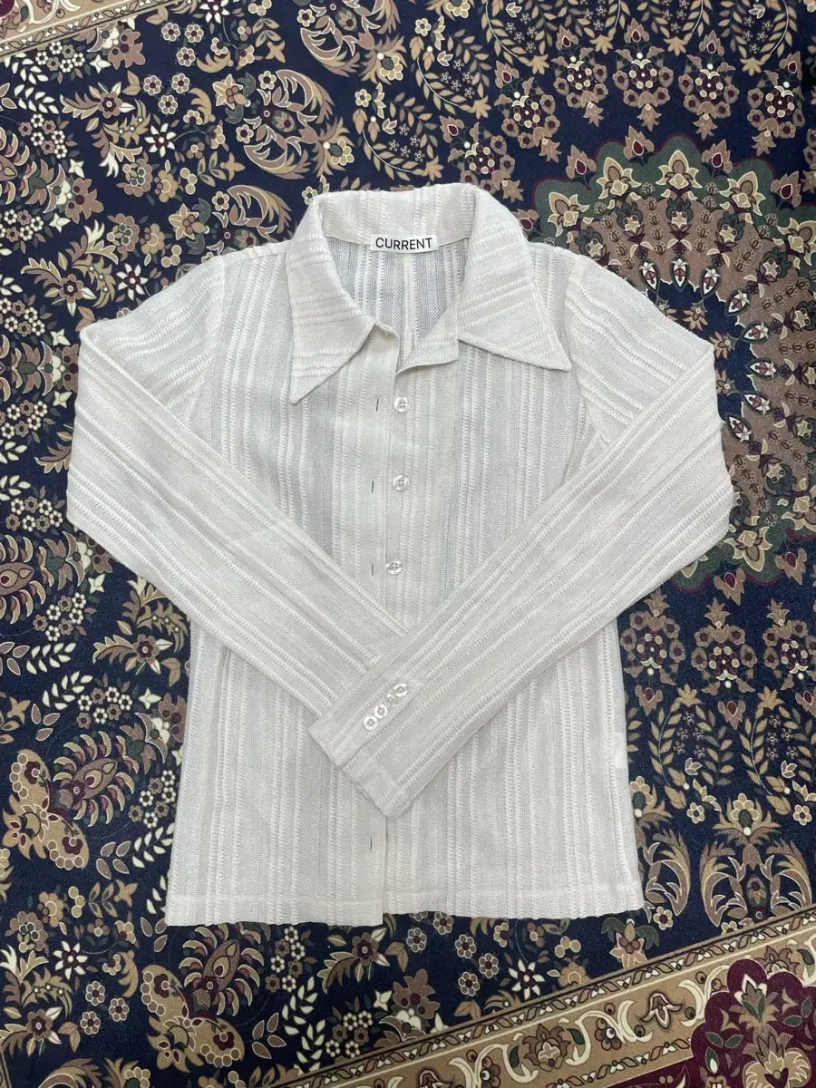 커렌트 FITTED SHEER JERSEY SHIRT [IVORY]