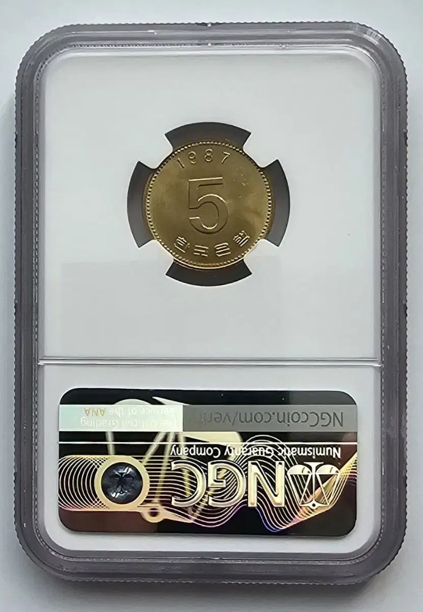 화폐수집 1987년 5원 주화 NGC 미사용 66등급 5주