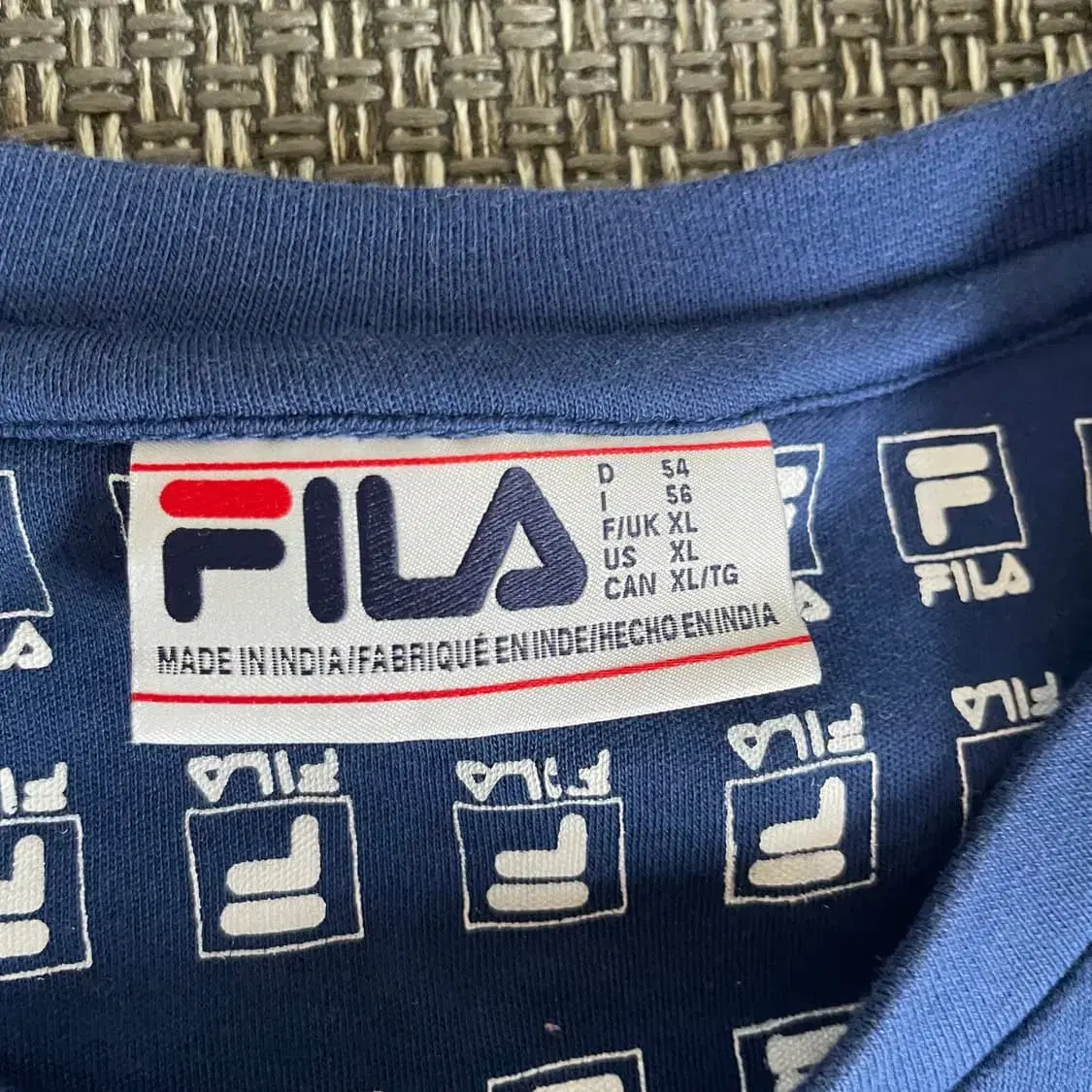 FILA 휠라 로고 배색 반팔 박스 티셔츠 XL