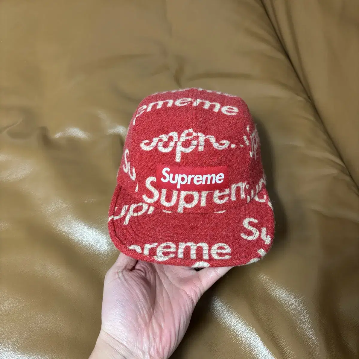 Supreme 슈프림 레드 캠프캡 모자 (Harristweed Red)