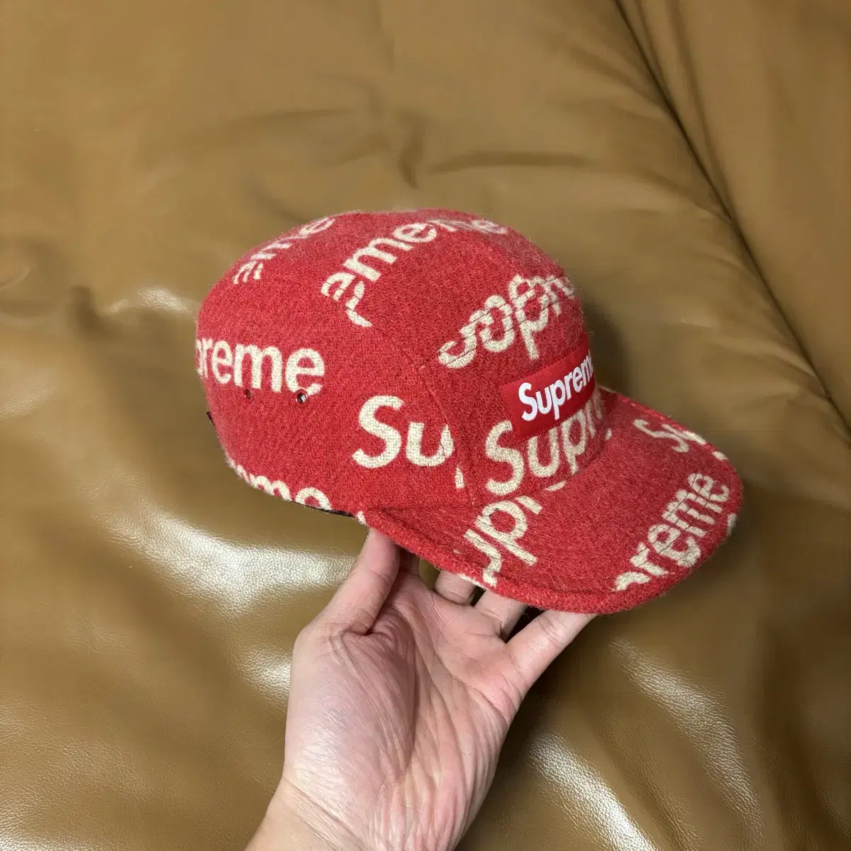 Supreme 슈프림 레드 캠프캡 모자 (Harristweed Red)