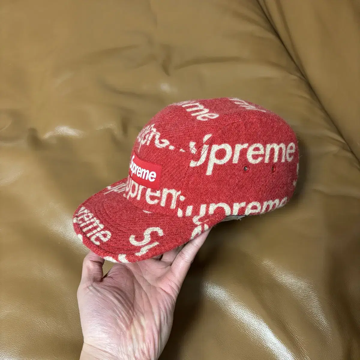 Supreme 슈프림 레드 캠프캡 모자 (Harristweed Red)