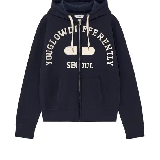 glowny 글로니 BOYFRIEND BOXY ZIP UP 네이비 후드