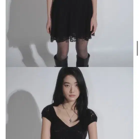 애즈온 FLORA LACE PUFF DRESS / BLACK