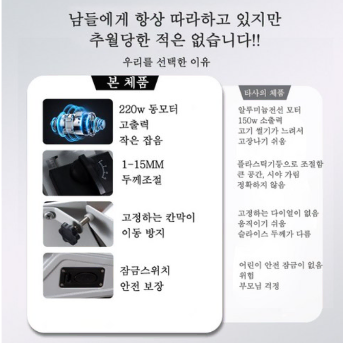 Aiiyya전자동 육절기 만능 전동 탁상용 냉동 대패삼겹살가정용 슬라이서