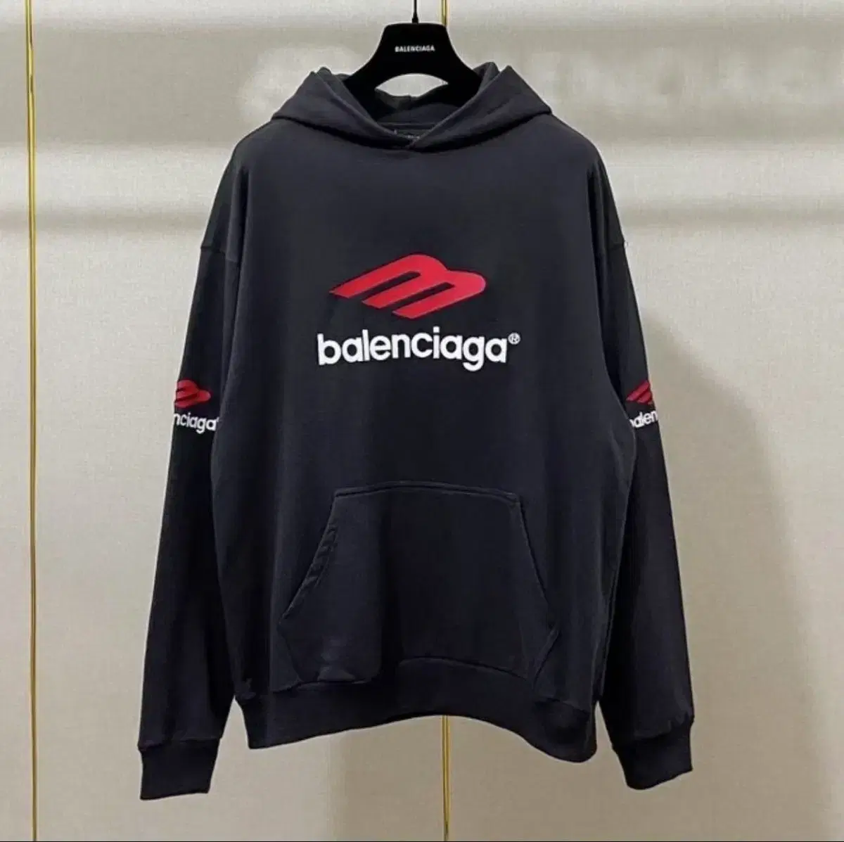 Balenciaga로고 프린트 후드 스웨트셔츠 사이즈 s