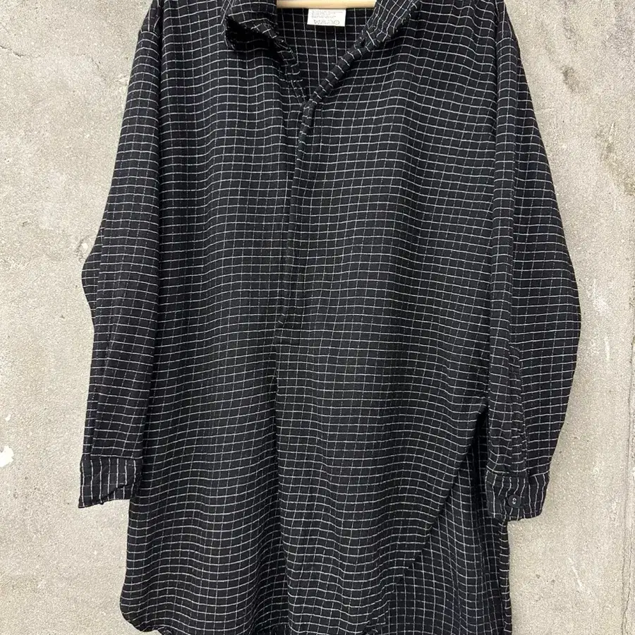 Yohji yamamoto 요지야마모토 90s 블랙 체크 셔츠 원피스