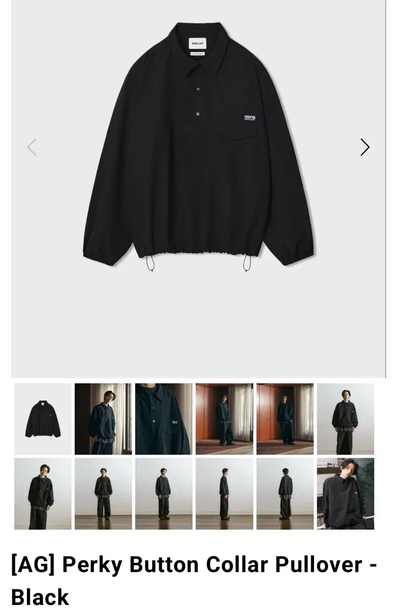 앵글런 Perky Button Collar Pullover - Black