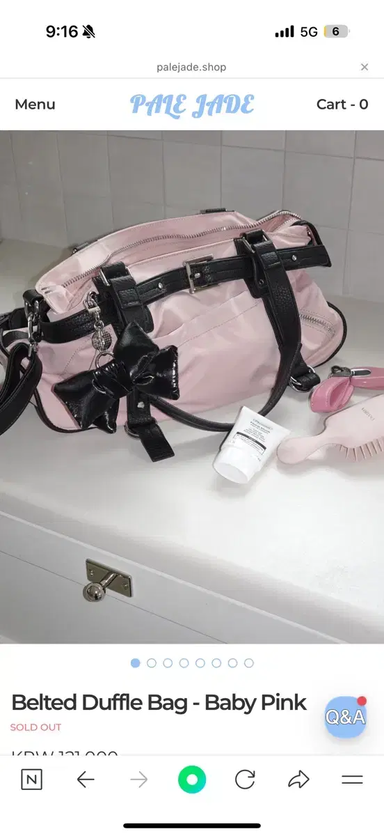 페일제이드 belted duffle bag 베이비핑크가방(새거)