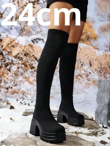 SHEIN 쉬인 니트 삭스 니하이 부츠 롱 부츠 24cm
